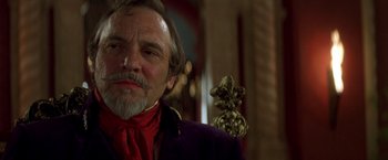 Movie still from “The Mask of Zorro” (1998), directed by Martin Campbell – A person with a beard; Close Up shot, Low angle