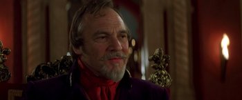 Movie still from “The Mask of Zorro” (1998), directed by Martin Campbell – A person with a beard; Close Up shot, Low angle