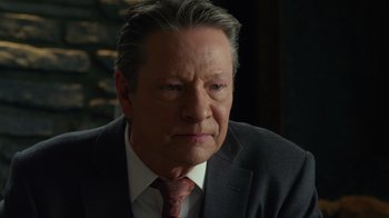 Movie still from “The Muppets” (2011), directed by James Bobin – An older man in a suit and tie looking sad; Close Up shot, Over the shoulder angle