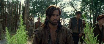 Movie still from “The New World” (2005), directed by Terrence Malick – A person with long hair; Medium shot, Over the shoulder angle