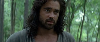 Movie still from “The New World” (2005), directed by Terrence Malick – A person with long hair; Close Up shot, Over the shoulder angle