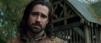 Movie still from “The New World” (2005), directed by Terrence Malick – A person with long brown hair; Close Up shot, Low angle