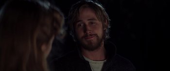 Movie still from “The Notebook” (2004), directed by Nick Cassavetes – A person with a beard; Close Up shot, Over the shoulder angle