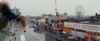 Movie still from “The Other Guys” (2010), directed by Adam McKay – A city street filled with lots and lots of traffic; Extreme Wide shot, High angle