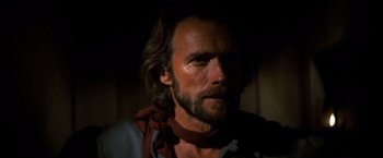 Movie still from “The Outlaw Josey Wales” (1976), directed by Clint Eastwood – A person with a beard; Close Up shot, Low angle