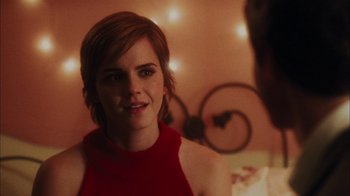 Movie still from “The Perks of Being a Wallflower” (2012), directed by Stephen Chbosky – A person with short hair; Close Up shot, Over the shoulder angle