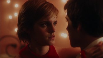 Movie still from “The Perks of Being a Wallflower” (2012), directed by Stephen Chbosky – A woman and a man face to face in a room; Close Up shot, Over the shoulder angle