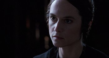Movie still from “The Piano” (1993), directed by Jane Campion – A person looking at the camera; Close Up shot, Over the shoulder angle