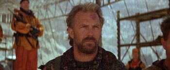 Movie still from “The Postman” (1997), directed by Kevin Costner – A person with a beard; Close Up shot, Low angle