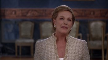 Movie still from “The Princess Diaries 2: Royal Engagement” (2004), directed by Garry Marshall – A person wearing a jacket; Close Up shot, Over the shoulder angle