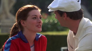 Movie still from “The Princess Diaries 2: Royal Engagement” (2004), directed by Garry Marshall – A man and a woman talking to each other; Close Up shot, Over the shoulder angle