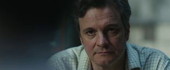 Movie still from “The Railway Man” (2013), directed by Jonathan Teplitzky – A person looking at the camera; Close Up shot, Low angle