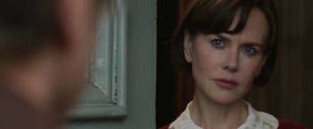 Movie still from “The Railway Man” (2013), directed by Jonathan Teplitzky – A woman's face in front of a window; Close Up shot, Over the shoulder angle