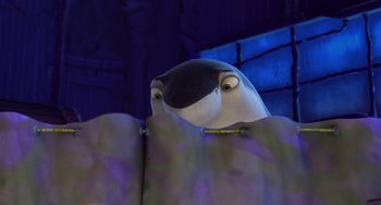 Movie still from “Shark Tale” (2004), directed by Vicky Jenson – The head of an animal; Close Up shot, Low angle