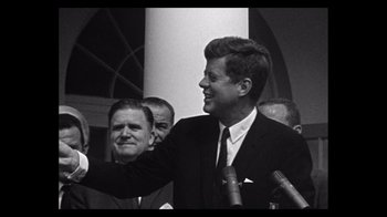 Movie still from “The Right Stuff” (1983), directed by Philip Kaufman – President john f; Close Up shot, Low angle