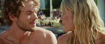 Movie still from “The Ruins” (2008), directed by Carter Smith – A man and a woman looking at one another; Close Up shot, Over the shoulder angle