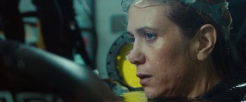 Movie still from “The Skeleton Twins” (2014), directed by Craig Johnson – A person in a body of water; Close Up shot, Over the shoulder angle