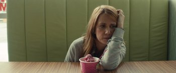 Movie still from “The Skeleton Twins” (2014), directed by Craig Johnson – A woman sitting in front of a bowl of ice cream; Close Up shot, High angle