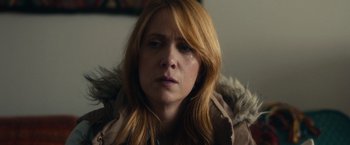 Movie still from “The Skeleton Twins” (2014), directed by Craig Johnson – A person wearing a jacket; Close Up shot, Over the shoulder angle