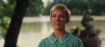 Movie still from “The Sound of Music” (1965), directed by Robert Wise – A person with short blonde hair; Close Up shot, Low angle