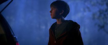 Movie still from “The Spiderwick Chronicles” (2008), directed by Mark Waters – A young boy is looking up at the sky at night; Medium shot, Low angle