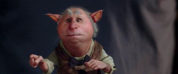 Movie still from “The Spiderwick Chronicles” (2008), directed by Mark Waters – An image of an old man dressed like an animal; Close Up shot, Low angle