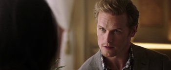 Movie still from “The Spy Who Dumped Me” (2018), directed by Susanna Fogel – A person looking at the camera; Close Up shot, Over the shoulder angle