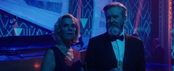 Movie still from “The Spy Who Dumped Me” (2018), directed by Susanna Fogel – A man and a woman are standing next to each other; Medium shot, Over the shoulder angle