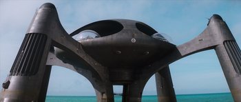 Movie still from “The Spy Who Loved Me” (1977), directed by Lewis Gilbert – View of the top of an alien spaceship; Extreme Wide shot, Low angle
