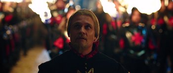 Movie still from “The Three Musketeers” (2011), directed by Paul W.S. Anderson – A person with a beard; Close Up shot, Over the shoulder angle