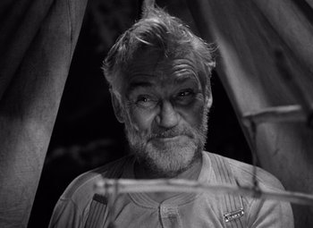 Movie still from “The Treasure of the Sierra Madre” (1948), directed by John Huston – An old man with a beard and a mustache; Close Up shot, High angle