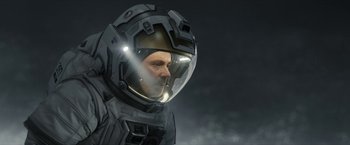 Movie still from “The Wandering Earth II” (2023), directed by Frant Gwo – An image of a man in a space suit; Medium shot, Low angle