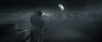 Movie still from “The Wandering Earth II” (2023), directed by Frant Gwo – An image of an astronaut on the surface of the moon; Wide shot, High angle