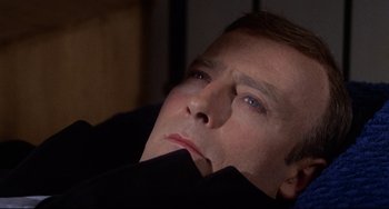 Movie still from “The Wicker Man” (1973), directed by Robin Hardy – A person looking up at the sky; Close Up shot, High angle