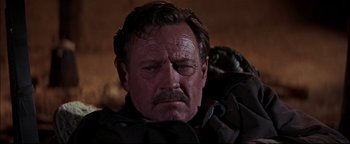 Movie still from “The Wild Bunch” (1969), directed by Sam Peckinpah – A person with a beard and mustache; Close Up shot, Low angle