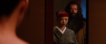 Movie still from “The Wolverine” (2013), directed by James Mangold – A man and a woman standing next to each other; Close Up shot, Low angle