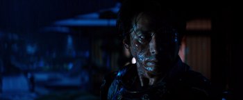 Movie still from “The Wolverine” (2013), directed by James Mangold – A person with a face paint; Close Up shot, Low angle