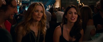 Movie still from “This Is 40” (2012), directed by Judd Apatow – Two women sitting next to each other in a room; Close Up shot, Over the shoulder angle