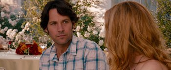 Movie still from “This Is 40” (2012), directed by Judd Apatow – A man and a woman are looking at one another; Close Up shot, Over the shoulder angle