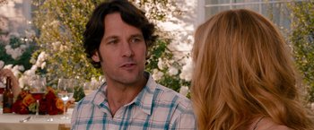 Movie still from “This Is 40” (2012), directed by Judd Apatow – A man and a woman talking to each other; Close Up shot, Over the shoulder angle