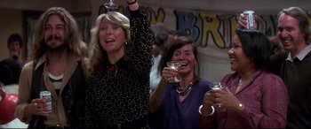 Movie still from “Tootsie” (1982), directed by Sydney Pollack – Two women are drinking wine at a party; Medium shot, Low angle