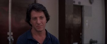 Movie still from “Tootsie” (1982), directed by Sydney Pollack – A person wearing a blue shirt; Close Up shot, Over the shoulder angle