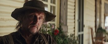 Movie still from “Tracks” (2013), directed by John Curran – An old man with a hat and a beard; Close Up shot, Low angle