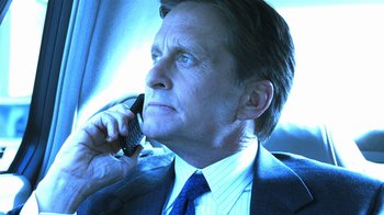 Movie still from “Traffic” (2000), directed by Steven Soderbergh – A person talking on a cell phone; Close Up shot, Low angle