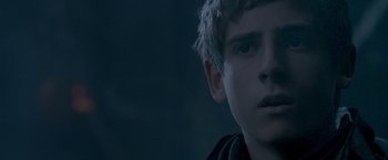 Movie still from “Trick 'r Treat” (2007), directed by Michael Dougherty – A young boy is looking into the distance; Close Up shot, Low angle