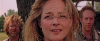 Movie still from “Twister” (1996), directed by Jan de Bont – A woman's eyes and face; Close Up shot, Low angle