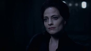 Movie still from “Underworld: Blood Wars” (2016), directed by Anna Foerster – A person wearing a black jacket; Close Up shot, Over the shoulder angle