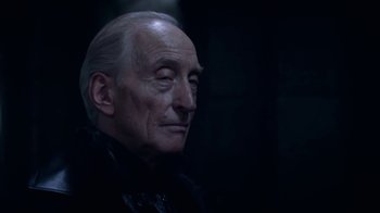 Movie still from “Underworld: Blood Wars” (2016), directed by Anna Foerster – An old man with a gray beard is looking into the distance; Close Up shot, Low angle