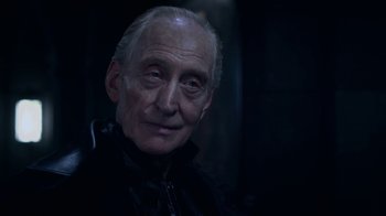 Movie still from “Underworld: Blood Wars” (2016), directed by Anna Foerster – An older man with a white beard and a black jacket; Close Up shot, Low angle