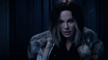 Movie still from “Underworld: Blood Wars” (2016), directed by Anna Foerster – A person wearing a jacket; Close Up shot, Over the shoulder angle